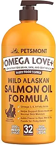 Evcil hayvanlar Omega Love+ Wild Alaskan Salmon Oil for Dogs Formula 32 oz - Fish Omega Liquid Pump Cats Supports Joint Function Immune Heart Health Food Supplement Pets Natural EPA DHAty Fat Asits