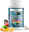 GreeNatr Immune Support Supplement with Vitamin C, D3, çinko 50mg, Quercetin, Echinacea Purpurea, Sambucus Elderberry and Ginger for Complete Immune Defense - 60 Capsules (1 Şişe)