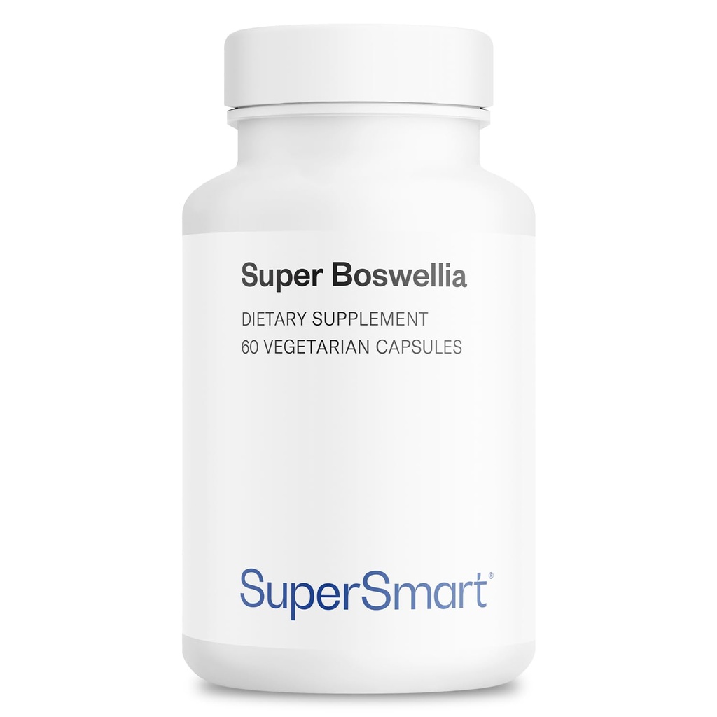 Supersmart Super Boswellia günde 100 mg (Patented & High Strength) - ApresFlex Boswellia Serrata Supplement - 20 AKBA | Non-GMO & Gluten Free - 60 Vegetarian Capsules