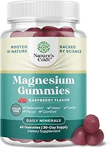 Yetişkinler için Sugar-Free Extra Strength Calm Gummies - Elemental Mag ile Magnezyum Citrate Gummies - Uyku Aid Soft Chews Raspberry Flavored - Body & Mind Relaxation - 60 Count