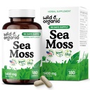 Wild & Organic Sea Moss Capsules - Irish Sea Moss Complex with Bladderwrack for Overall Well-Being - 180 Vegan Seamoss Capsules