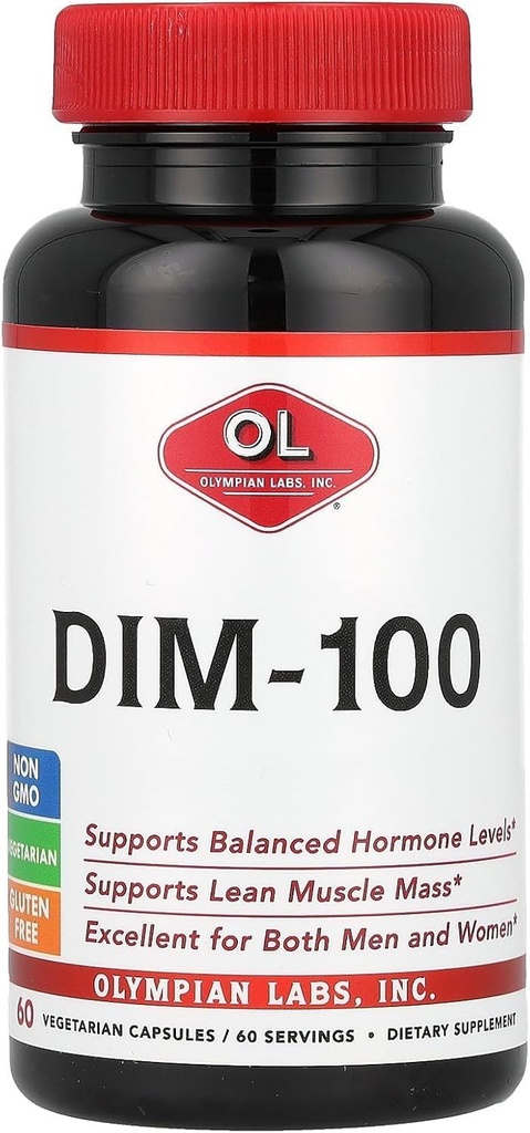 Olympian Labs DIM Supplement 100 mg - Daily Capsules - Erkekler ve Kadınlar için Diindolylmethane, 100 Mg, 60 Count