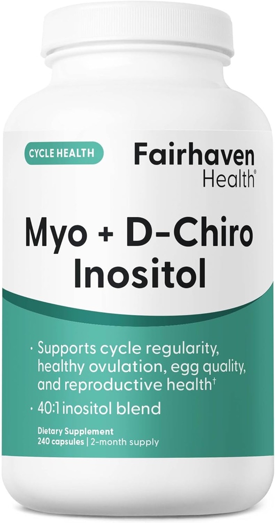 Fairhaven Health Myo-Inositol and D-Chiro Inositol Supplement for Women | 40:1 Oran | Kadın ve Hormon Dengesi için Kadın Davranış Tamam * | Vegan | 240 Myo & D-Chiro Inositol Capsules