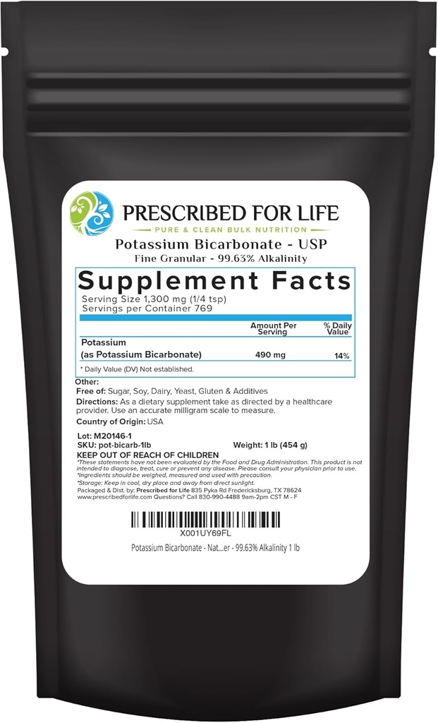 Life P properties Bikarbonate Toz, Pure USP & Food Grade P Properties Bikarbonat for Plant, Winemaking, & Baking, Crystalline Toz,% 39 K (1lb)