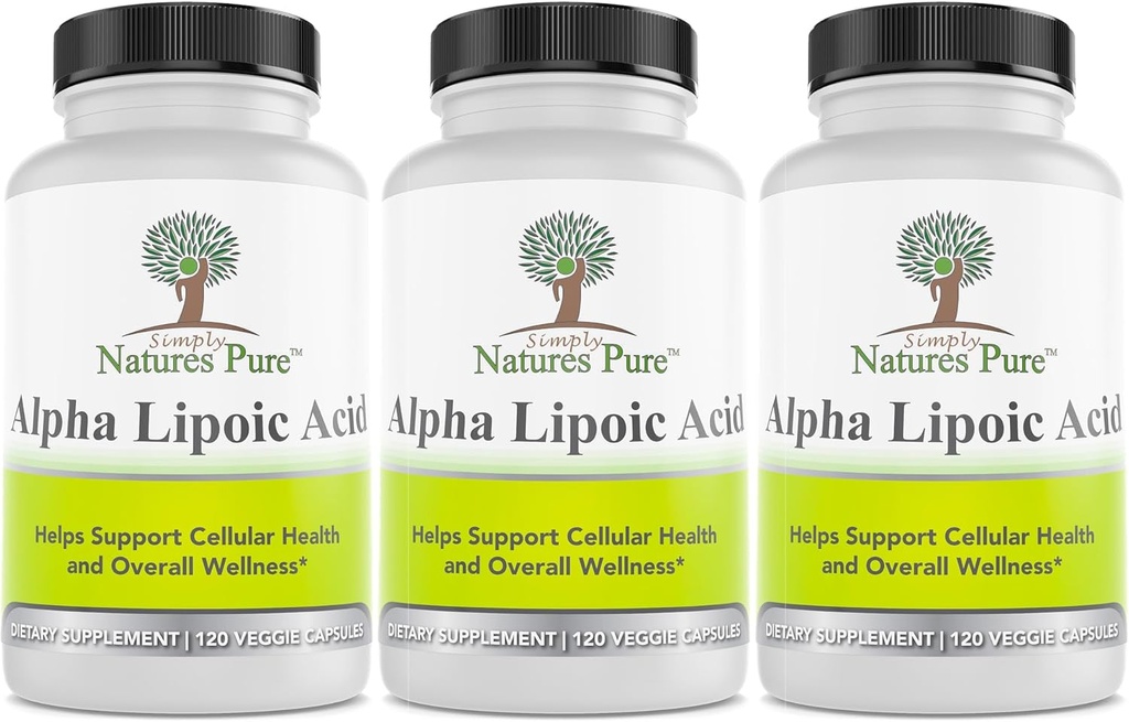 Basitçe Doğalar Saf Alfa Lipoic Asit 600 mg 360 Veggie Capsules, Non-GMO Thioctic Asit 12 Ay Supply