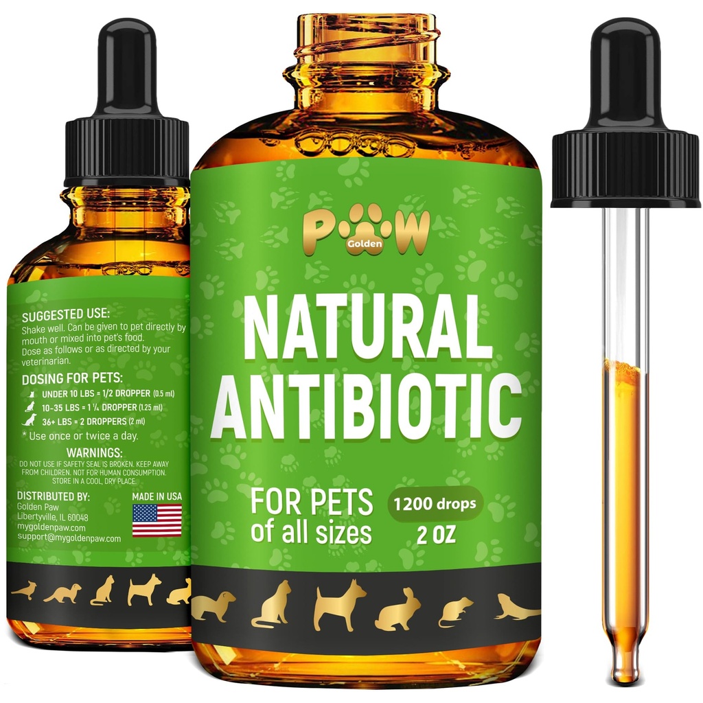 Enfeksiyon için Köpek Antibiyotikleri, Coughs, UTIs, Allergies, Itching | Natural Antibiyotiks for Cats to Support Skin, Coat, & Digestion | For All Breeds & Ages | 2 oz