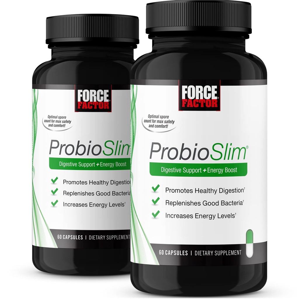 Force Factor ProbioSlim Probiotic Supplement για γυναίκες και άνδρες με προβιοτικά και εκχύλισμα πράσινου τσαγιού, μείωση αερίου, Bloating, δυσκοιλιότητα, υποστήριξη Digestive και Gut Health, 120 κάψουλες (2-Pack)