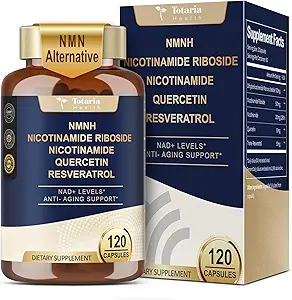 Totaria NMNH (Dihydronicotinamide Mononucleotide), NMN Alternative Supplement w/Niacinamide (Vitamin B3), Quercetin, Trans-Resveratrol, Support NAD+, Skin Cell Health*, Anti-Aging & Energy, 120 Caps