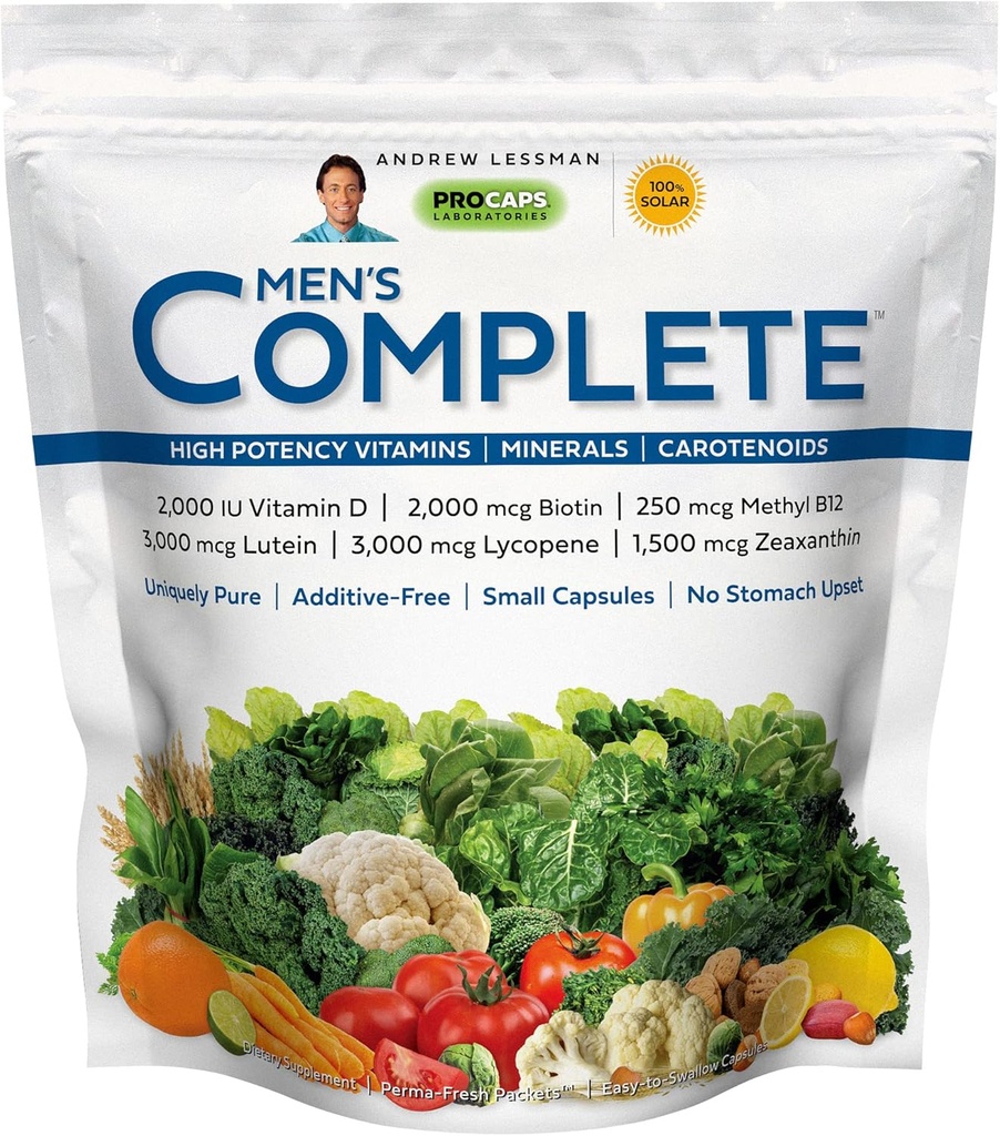 ANDREW LESSMAN Multivitamin-Men's Complete 30 Packets - High Potencies of 30+ Nutrients, Essential Vitamins, Minerals, Carotenoids. Small Easy-to-Swallow. No Binders, No Fillers, No Additives
