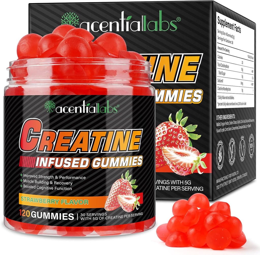 Erkekler Kadın Kas Büyüme, Şeker Ücretsiz - Güçlü ve Performansı Geliştirin - Kolektine - Pre Workout Gummies- 1206