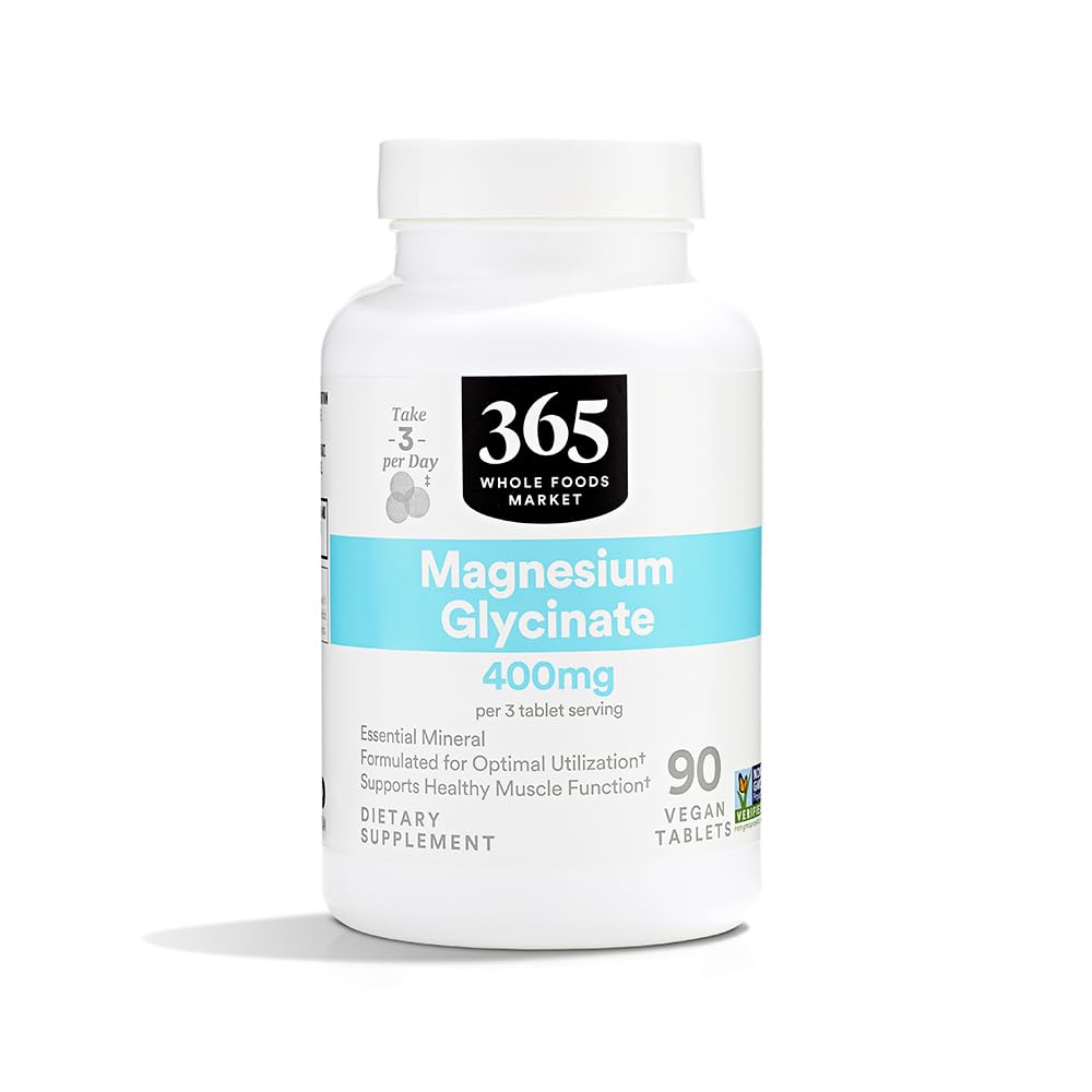 365 by Whole Foods Market, Magnezyum Glycinate Tabletler, 400 MG, 90 Count