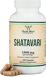 Organik Shatavari Capsules - 1.000 mg Organik Shatavari Toz Arada (180 Capsules, 90 Day Supply) Hormon Dengesi ve Prolactin Production (Non-GMO, Gluten Free, Güvenli Vegan) Çift Wood tarafından