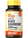 Sundance Sambucus Black Elderberry Capsules | 2000 mg | 100 Count | Non-GMO ve Gluten Free Supplement Supplement