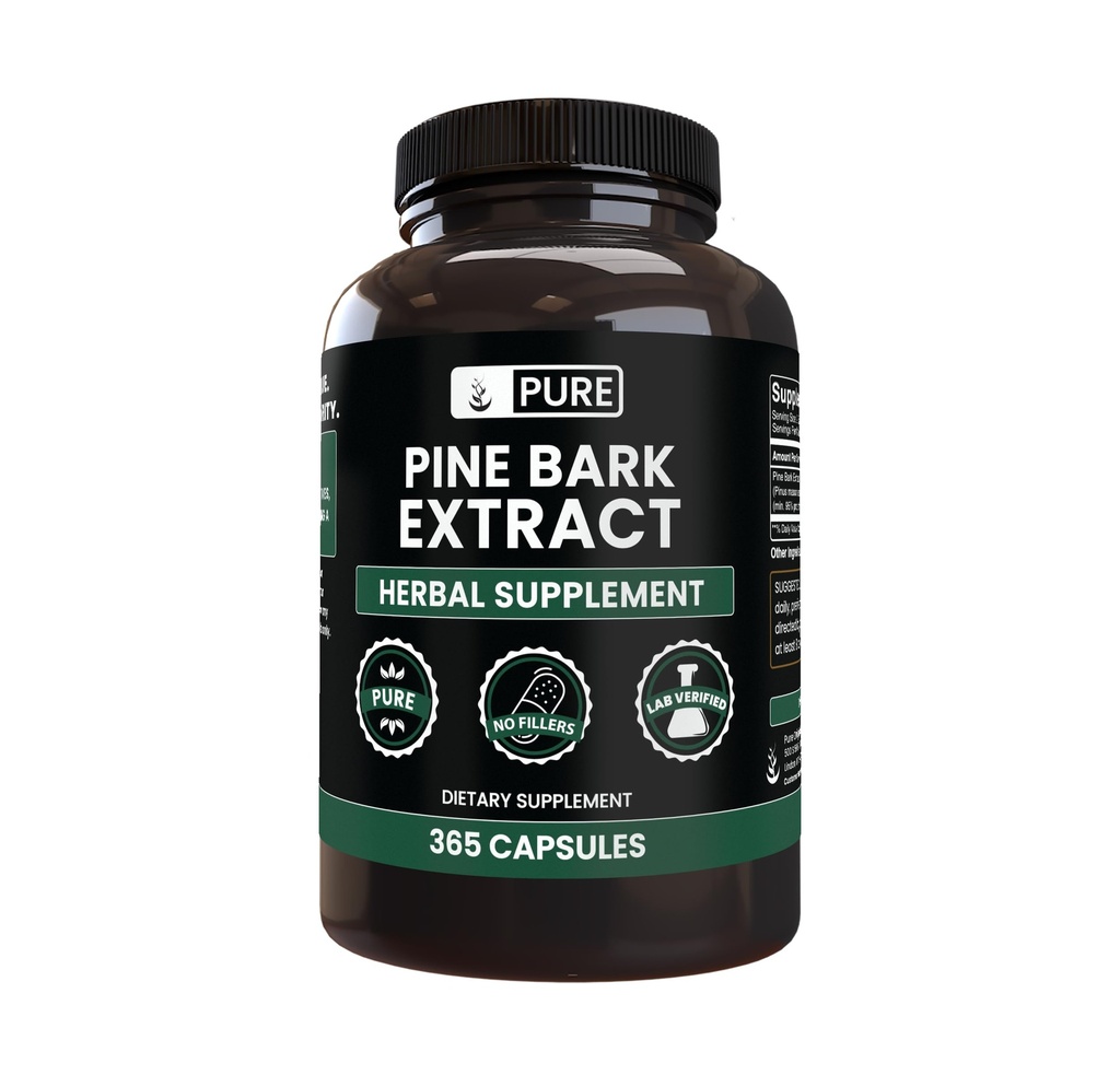 PURE ORIGINAL INGREDIENTS Pine Bark Ekstraksiyon (365 Capsules) Magnezyum Or Rice Fill