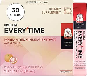 JUNG KWAN JANG Κάθε φορά Korean Red Ginseng Extract Stick 1.000mg & Grapefruit - Vegan Ginseng Root Energy Drink Liquid Stick Συμπληρώματα - Κατασκευές Stamina & Ανοσία, Χωρίς καφεΐνη (30 Sticks)