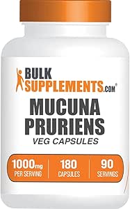 BulkSupplements.com Mucuna Pruriens Capsules - Herbal Supplements, Mucuna Pruriens Supplement, Velvet Beans - Vegan & Gluten Free, 2 Capsules per Service (1000 mg), 180 Count (1.5 km)
