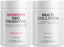 Kadınlar için Multi Collagen Protein Capsules & Probiyotikler | Multi Collagen Pills, Collagen Tipleri I, II, V & X, 90 | Prebiyotiks & Probiyotiks for Women - Soy & Dairy Free, 60 Count