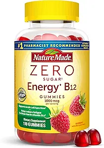 Nature Made Zero Sugar Energy Vitamin B12 Gummies 1000 mcg per Serving, B12 Βιταμίνες, Υποστήριξη Μεταβολισμού Ενέργειας, Ασπαρτάμη Δωρεάν, 110 Ζάχαρη Δωρεάν Gummies, 55 Ημέρα προσφοράς