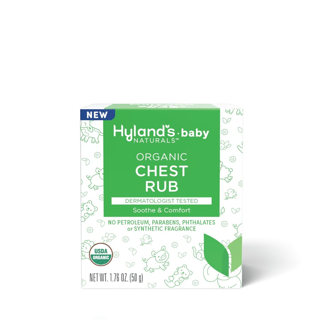 Baby Organic Chest Rub, Soothe και Comfort, με οργανική λεβάντα, μέντας, και χαμομήλι Flower Oil, Safe and Gentle, Dermatologist Tested, 1.76 Oz, Infant