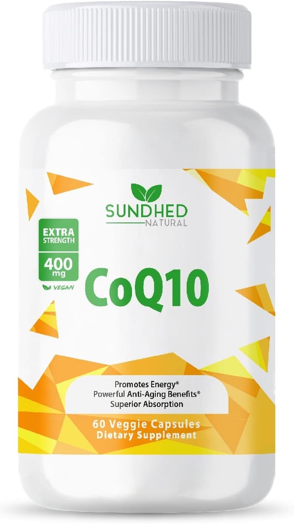 CoQ10 400 mg Vegan, Ultra CoQ10 - Ultra High Abvitamin Coenzyme Q10 Supplements - Vascular ve Heart Health için Antioksit ve Enerji Üretimi - 60 Kont