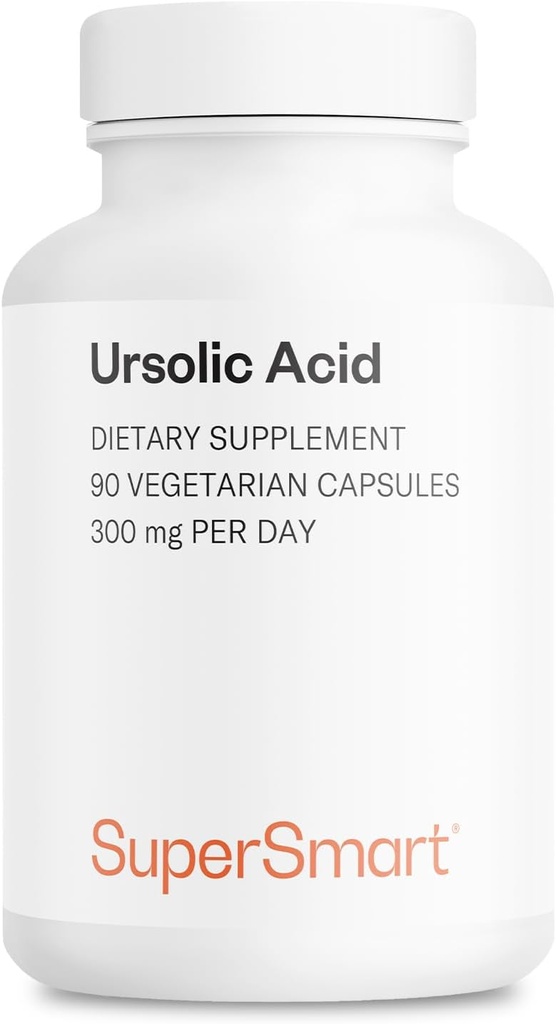 Supersmart - Ursolic Acid 300 mg per Day (Eh-Tolerated) - Rosemary Leaf Supplement | Non-GMO & Gluten Free - 90 Vegetarian Capsules