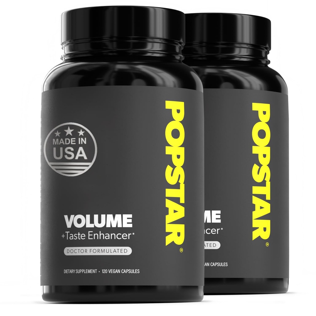 POPSTAR Laboratuvarları Semen Volume Branson - Erkeklerin Semen Health & Fertness Supplement - ABD'de Tamamlanan Doktor - Non-GMO, Organik, Vegan - 240 Capsules - (2 Ay Supply)