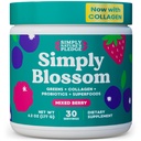 Basitçe Crash Beslenme - Günlük Yeşiller ve Superfood Toz + Collagen + Kadın Digestive Health & Bloating Relief için Probiyotikler. Sağlık Bloom'a Yardım - 30 Günlük Tedarik