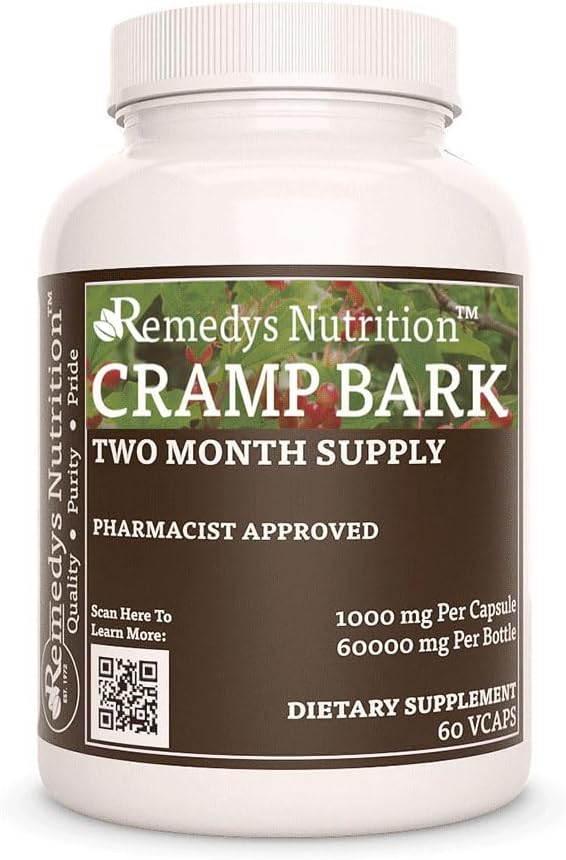 Remedy'nin beslenme Cramp Bark | 1.000 mg, 60 Vegan Capsules Herbal Diyetsel Supplement | İki Ay Supply