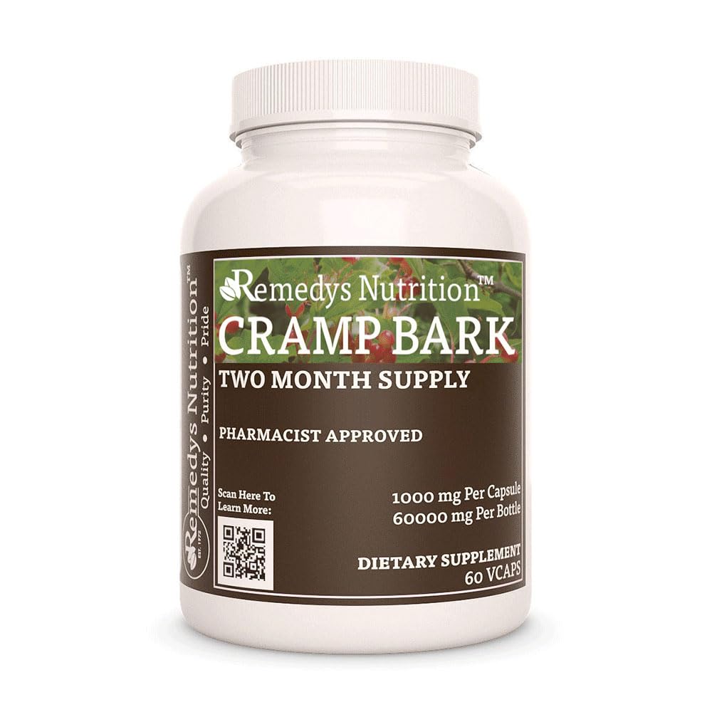 Remedy'nin beslenme Cramp Bark | 1.000 mg, 60 Vegan Capsules Herbal Diyetsel Supplement | İki Ay Supply