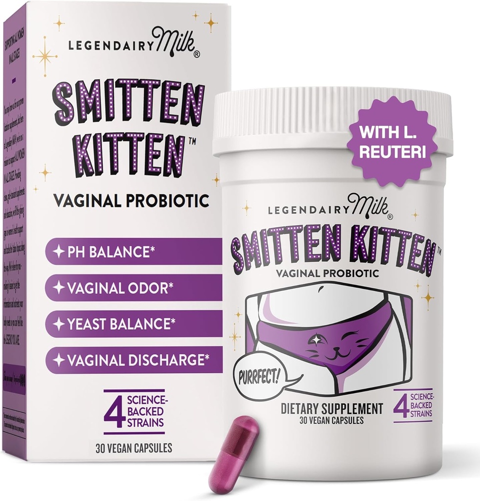 Legendairy Milk Smitten KittenTM - Κολπικά Προβιοτικά για τις γυναίκες - Κλινικά-Μελετημένα Προβιοτικά Lactobacillus Reuteri για την Κολπική Υγεία των Γυναικών - Υποστηρίζει την ισορροπία pH, Χλωρίδα & Ουρική Φυλλαδική Ευαισθησία