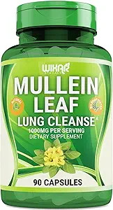 Mullein Leaf Capsules - 90 Capsules - Herbal Supplement Sağlıklı Respiratory Fonksiyonlar ve Mucous Membranlar - 1000 mg - Lung Cleanse Desteği için Doğal Mullein