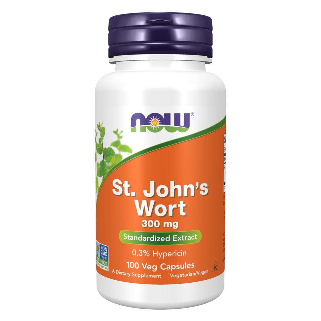 NOW Συμπληρώματα Τροφίμων, St. John's Wort (Hypericum perforatum) 300 mg, Standardized Extract, 100 κάψουλες Veg