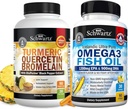 Turmeric Quercetin with Bromelain Supplement (1 Ay Supply) Plus Triple Strength Omega 3 Fish Oil Softgels (1 Ay Supply)