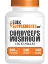 BulkSupplements.com Cordyceps Mushroom Capsules - Cordyceps Sinensis - Gluten Free, 2000 mg Equivalent Service - 1 Capsule per Service, 240 Veg Capsules (Pack of 1)
