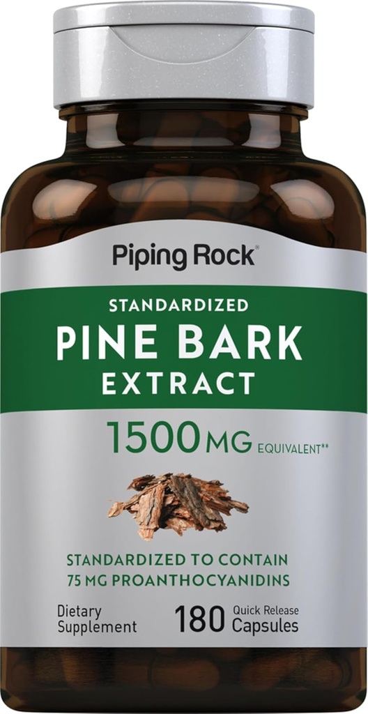 Piping Rock Bark Extract Capsules | 1500 mg | 180 Count | Non-GMO, Gluten Free Supplement Supplement