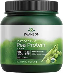 Swanson %100 sertifikalı organik Pea protein Toz Non-GMO 1.1 lb (503 g) Pwdr