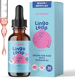 JoySpring LingoLeap – Sıvı Çocuklar Zeolite Clinoptilolite, Metilated B12 & Vitamin D3 | Çocuk Sağlığı için Gerçek Günlük Destek | Sayılar | (1fl oz) 30 Hizmetler