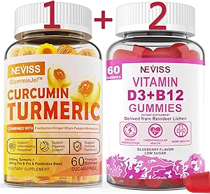3 τεμ. κουρκουμίνη + βιταμίνη D3 & B12 Gummies, Vegan