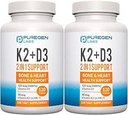 1 Yüksek Potency Formula 90mcg Vitamin K2 (MK7) ve 5000 IU Vitamin D3 Bone and Heart Health | Non-GMO Formula D3 & K2 Kompleks, Toplam 240 Capsules I 8 Ay Supply