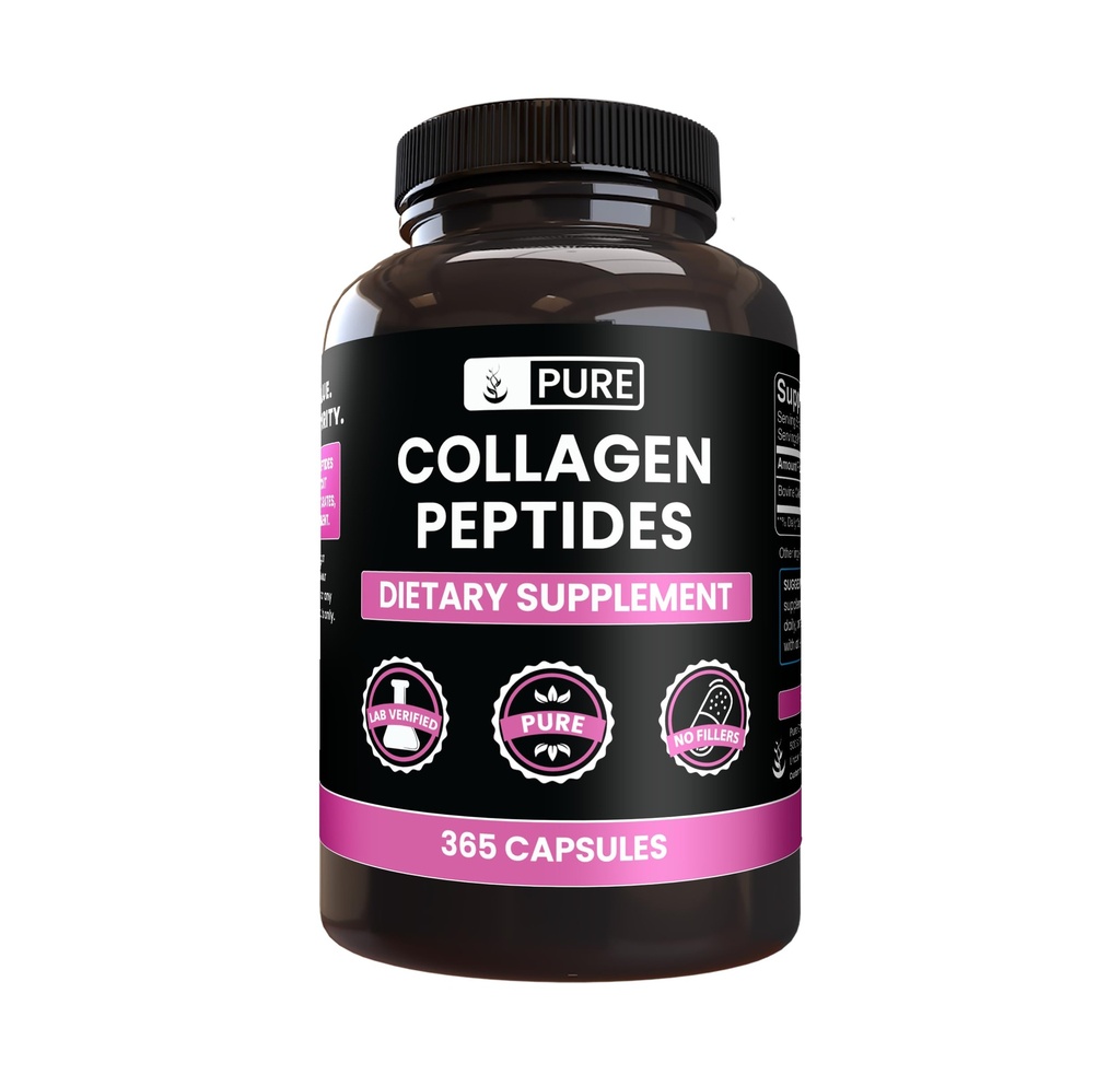PURE ORIGINAL INGREDIENTS CollagenRED (365 Capsules) Magnezyum Or Rice Fillers, Always Pure, Lab TY