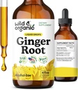 Wild & Organic Ginger Root Extract Drops - Immune & Digestive Support - Sıvı Ginger Supplements - Vegan, Sugar & Alkol-Free Tincture - 4 fl ozz
