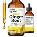 Wild & Organic Ginger Root Extract Drops - Immune & Digestive Support - Sıvı Ginger Supplements - Vegan, Sugar & Alkol-Free Tincture - 4 fl ozz