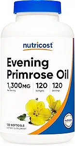 Nutricost Evening Primrose Oil 1,300 mg, 120 Softgels - Cold Pressed, Non-GMO, Gluten Free, 120 Servisler