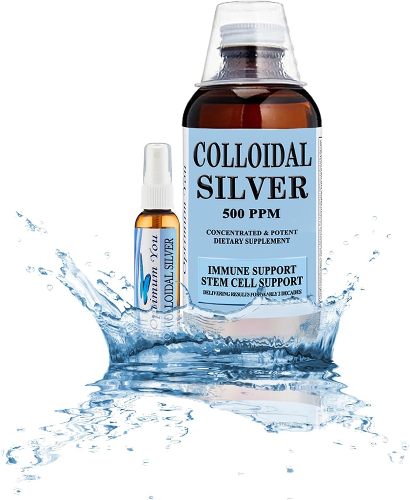 Colloidal Silver Liquid | 500 ppm, Ekstra Kuvvet (32 oz) ile Kombin Şişe | Immune Support Supplement | Stem Hücre Desteği | Yara Bakımı ve Üstün İyileştirme