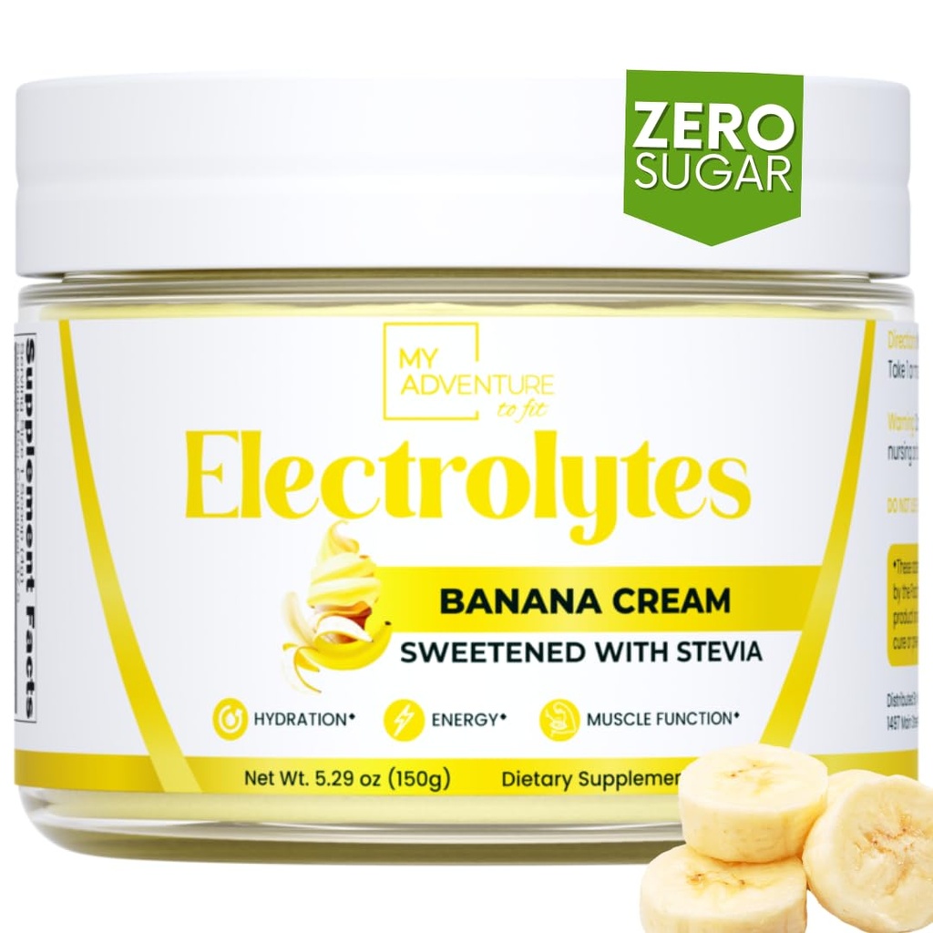 Zero Sugar - Μπανάνα Κρέμα Ηλεκτρολυτών Σκόνη - Αναψυκτική Ενυδάτωση - Καφεΐνη Δωρεάν Ενέργεια με όλα τα φυσικά συστατικά - Vegan, Keto & Παλαιό - Ζάχαρη Δωρεάν Ηλεκτρολυτές Ποτό σε σκόνη Mix - 37 Σερβιέτες
