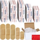 Lunsweer 2000 Pcs Υφασμάτινα Αυτοκόλλητα Συσκευασία Ποικιλίας Μαζική Ποικιλία Διάφορα μεγέθη Ευέλικτη αναπνευστική επικόλληση Υφασμάτινα Επιδέσμους για την οικογένεια Πρώτες Βοήθειες Δέρμα Τύλιγμα Δαχτυλίδι, Φυσικό