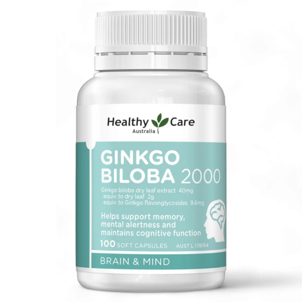 Sağlıklı Bakım Ginkgo Biloba 2000 mg 100 Capsules Avustralya Made