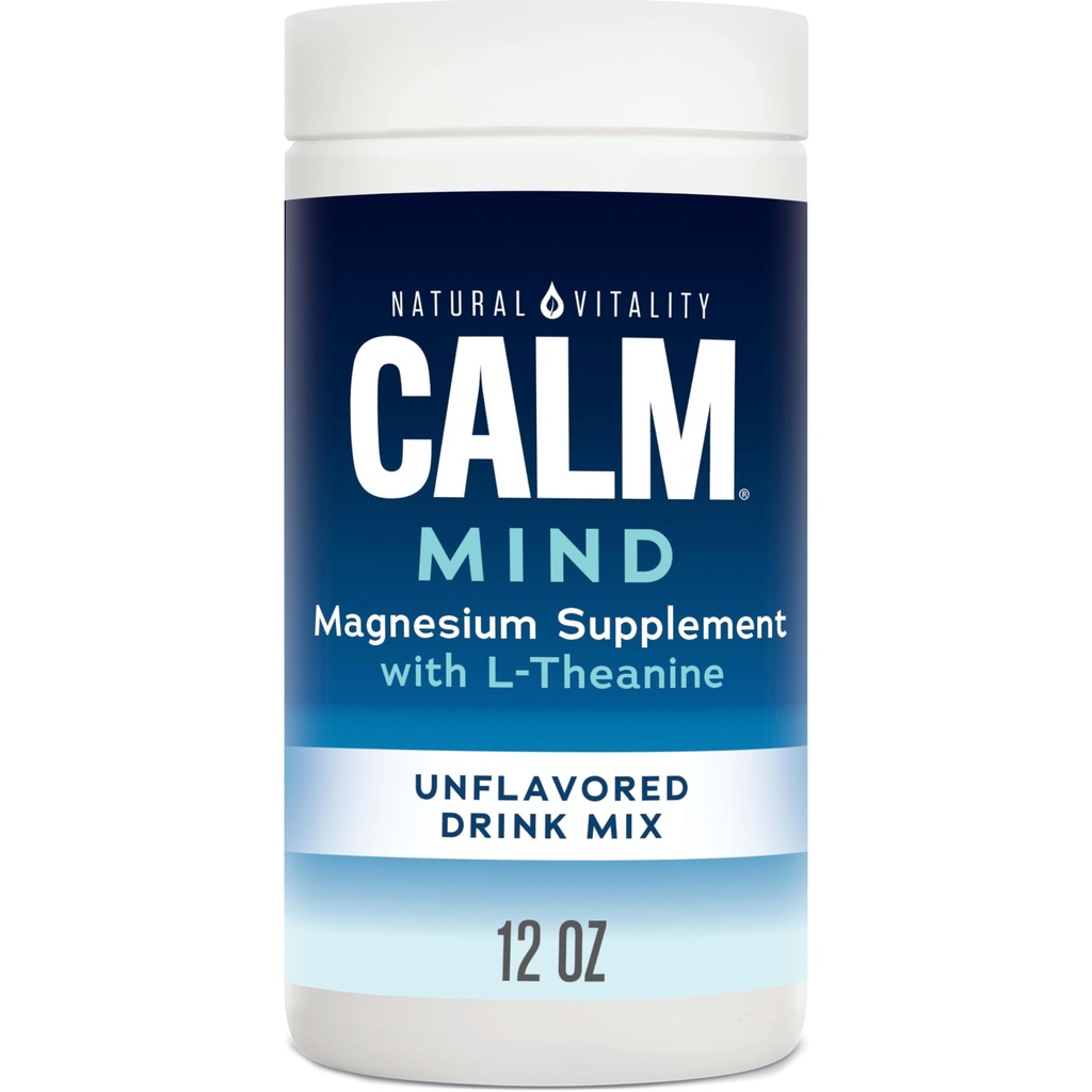 Doğal Vitality Calm Mind Magnezyum, Citrate + L-Theanine Toz, Stres Yardımı için Tamam, Gluten Free & Vegetarian, Unflavored, 12 oz.