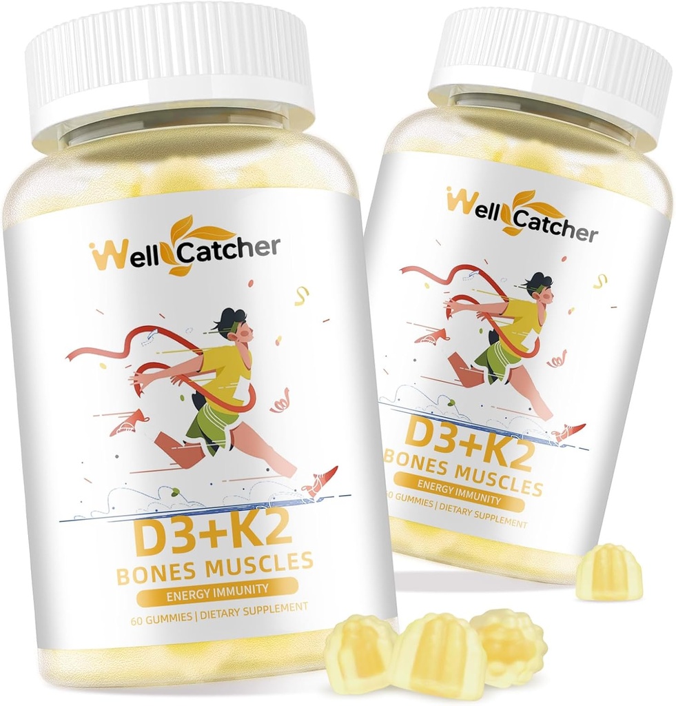 D3 Vitamin K2 Gummies - Vitamin D3 5000IU K2 (MK-7) 12006 Yetişkinler için B Kompleks Şeker Ücretsiz Yetişkin Çocuklar Immune Mango Flavor 60 Counts 2 Packs