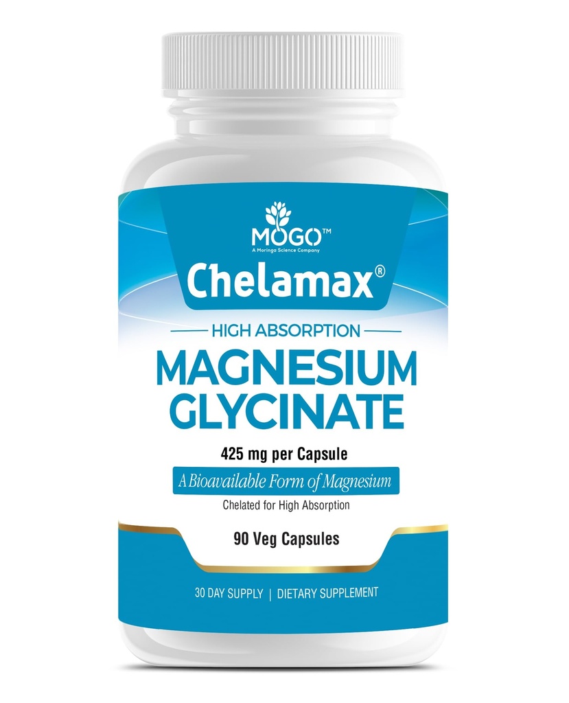 Chelamax Magnezyum Glycinate. Dead Sea Sourced, 100% Chelated for Magnezyum Sleep Support, Muscle Cramps, Bone Health. ABD'de, 3. Parti Test Edildi,Heavy Metal Free,Glicinato de Magnesio Capsules.